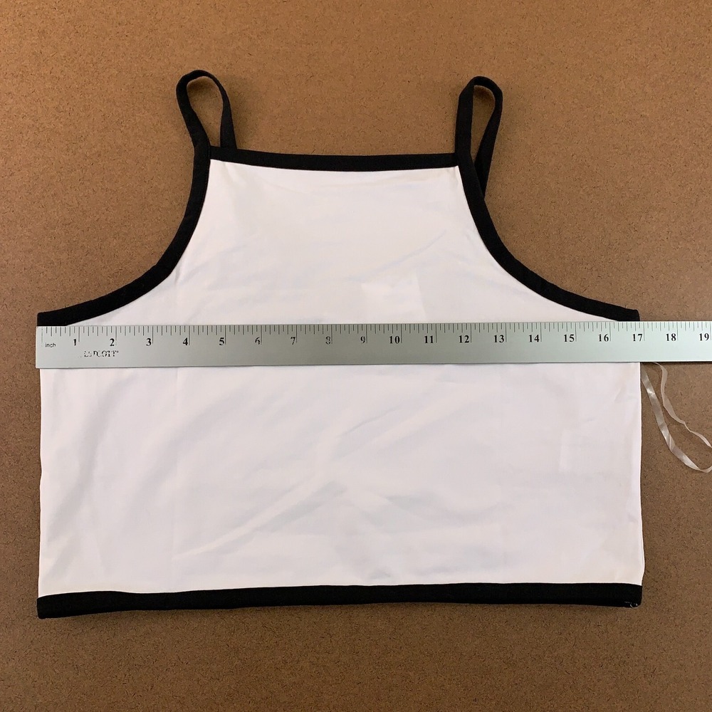 Cotton On Womens Large White Black Trim Billi High Neck Cropped Tank Top NWT - Picture 5 of 7